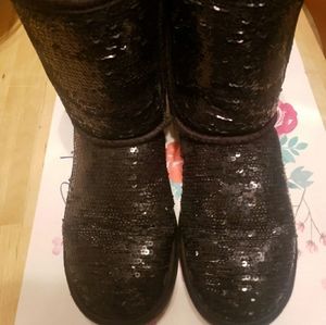 Girl's Black Sequined UGG Boots